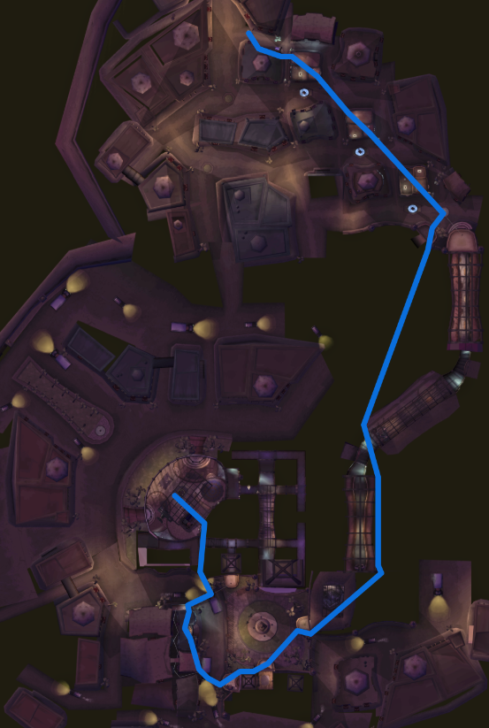 Map of Cairo with Sly's path during Cairo speedruns